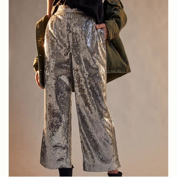 ANTHROPOLOGIE “Lula” Sequin Wide-Leg Trousers - Picture 2 of 7